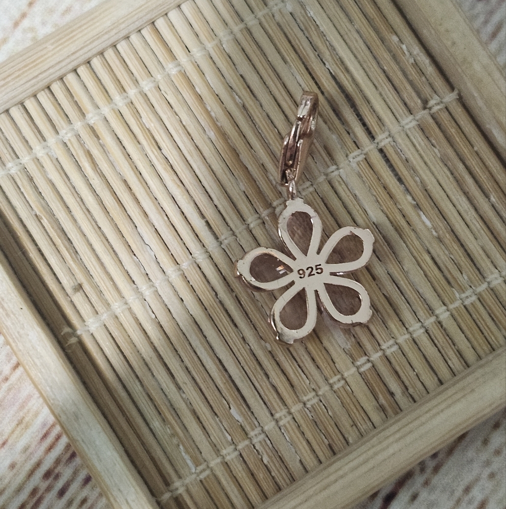 Rose Gold and Zirconia Cherry Blossom Charm - Picture 3 of 4